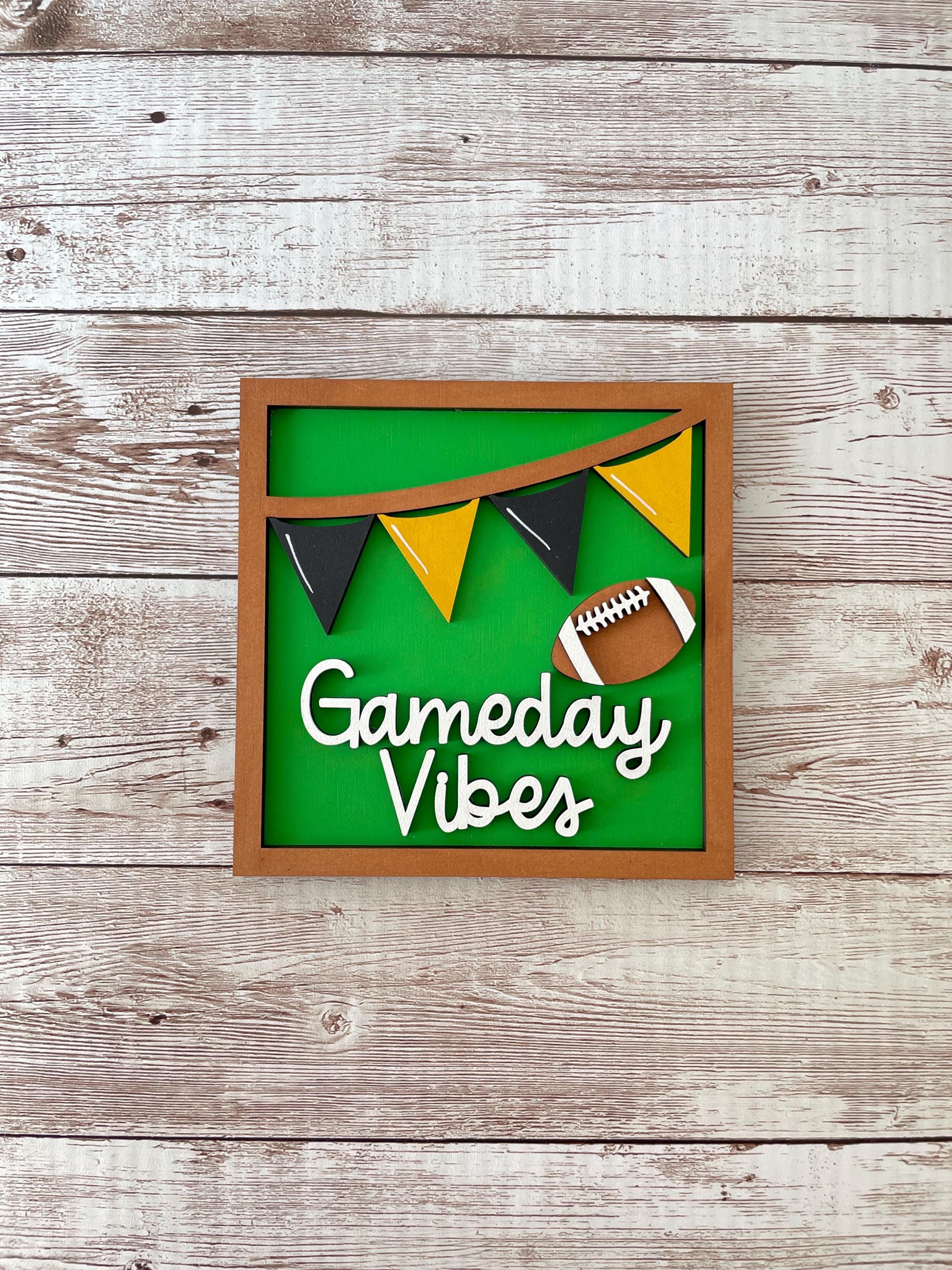 Football Fall Interchangeable sign ladder, inserts only, 3pk or 4pk, high school college colors tiered tray decor