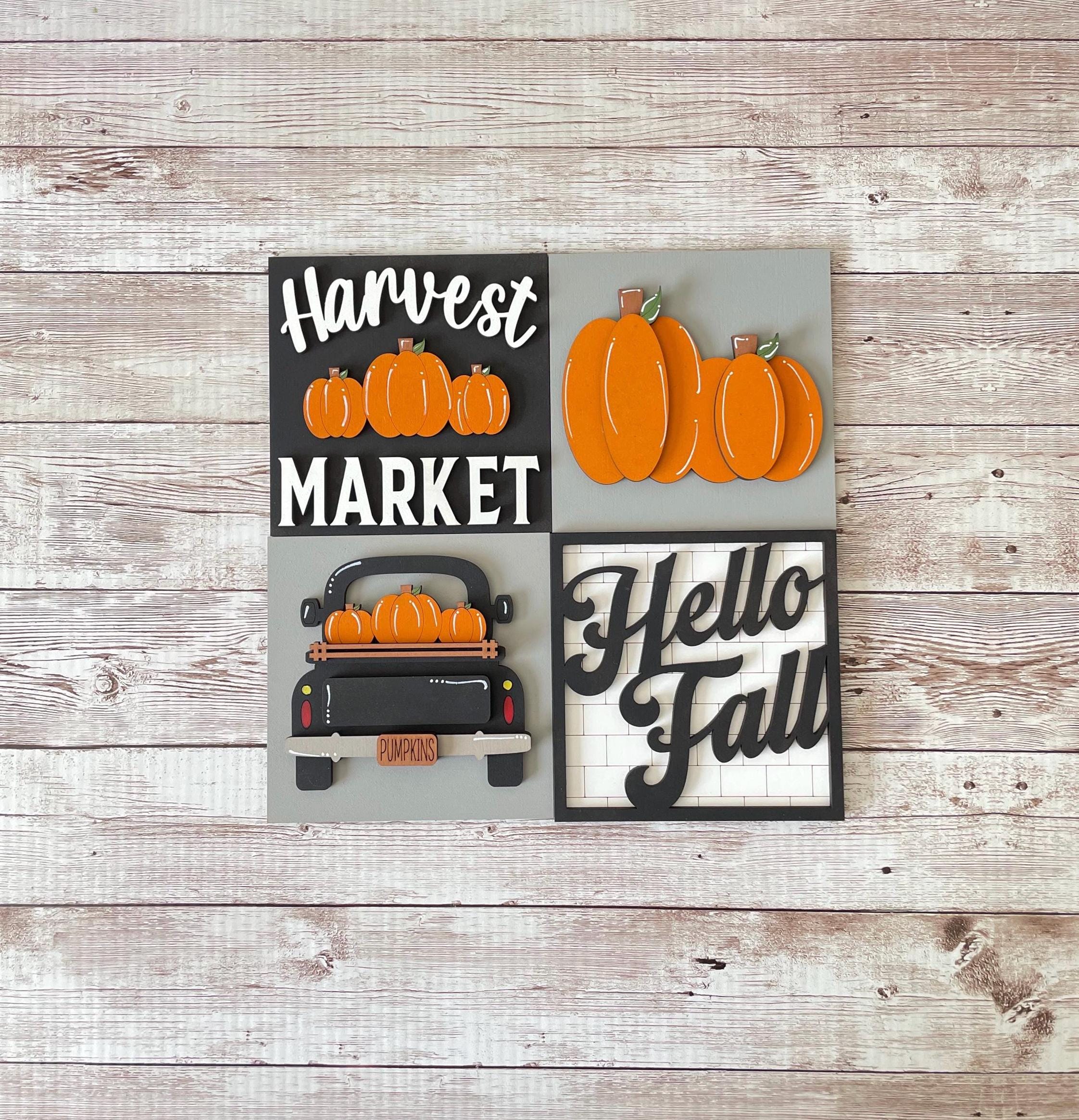 Hello Fall Interchangeable sign ladder, inserts only, 3pk or 4pk, pumpkin truck tiered tray decor