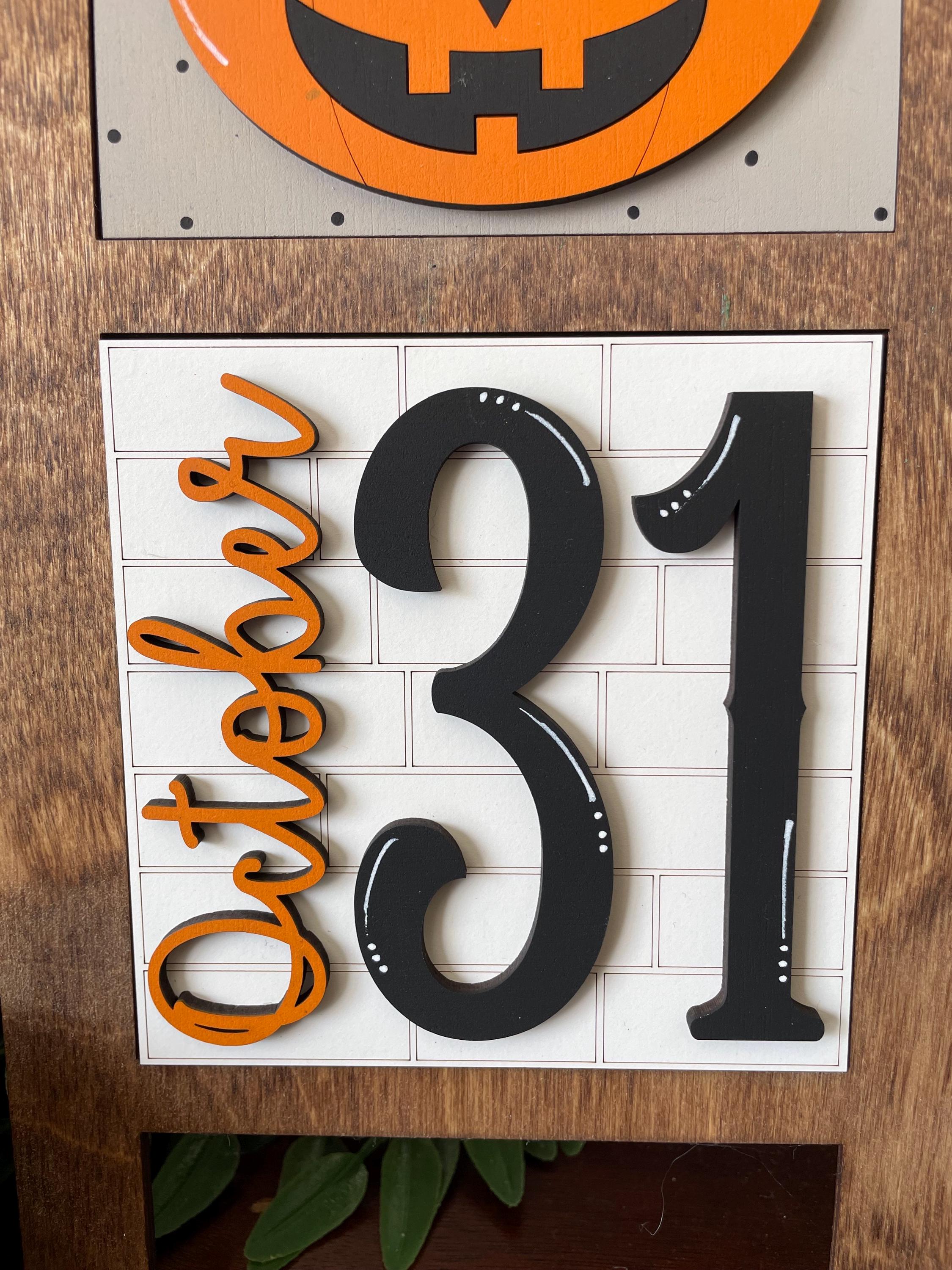 Halloween Interchangeable sign ladder, inserts only, 3pk or 4pk, mummy, Frankenstein, pumpkin candy bag, Happy Halloween, tiered tray decor