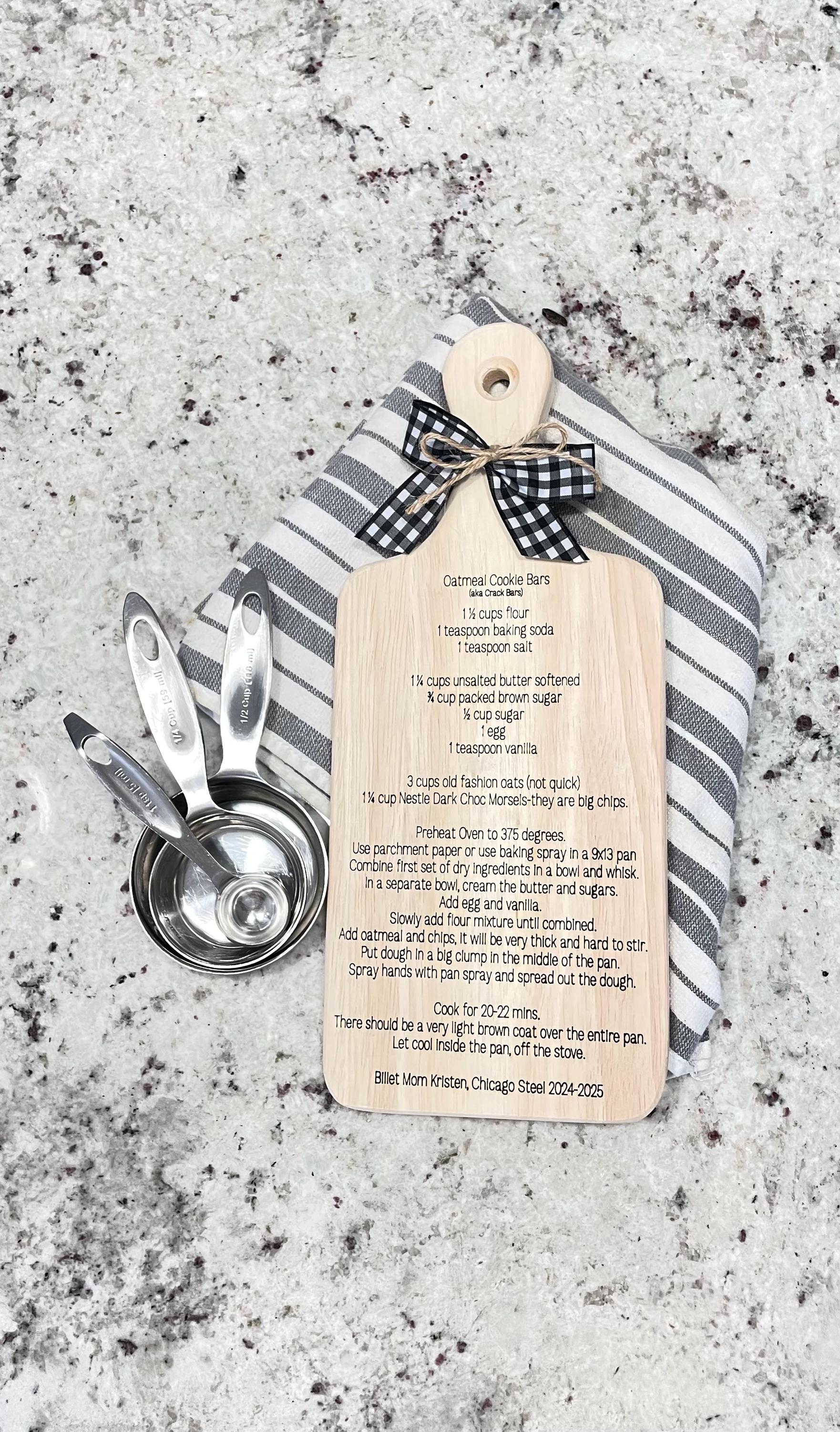 Recipe cutting board gift for wedding, family, billet, exchange student or friend. Savor your yummy food recipes forever saved on this board