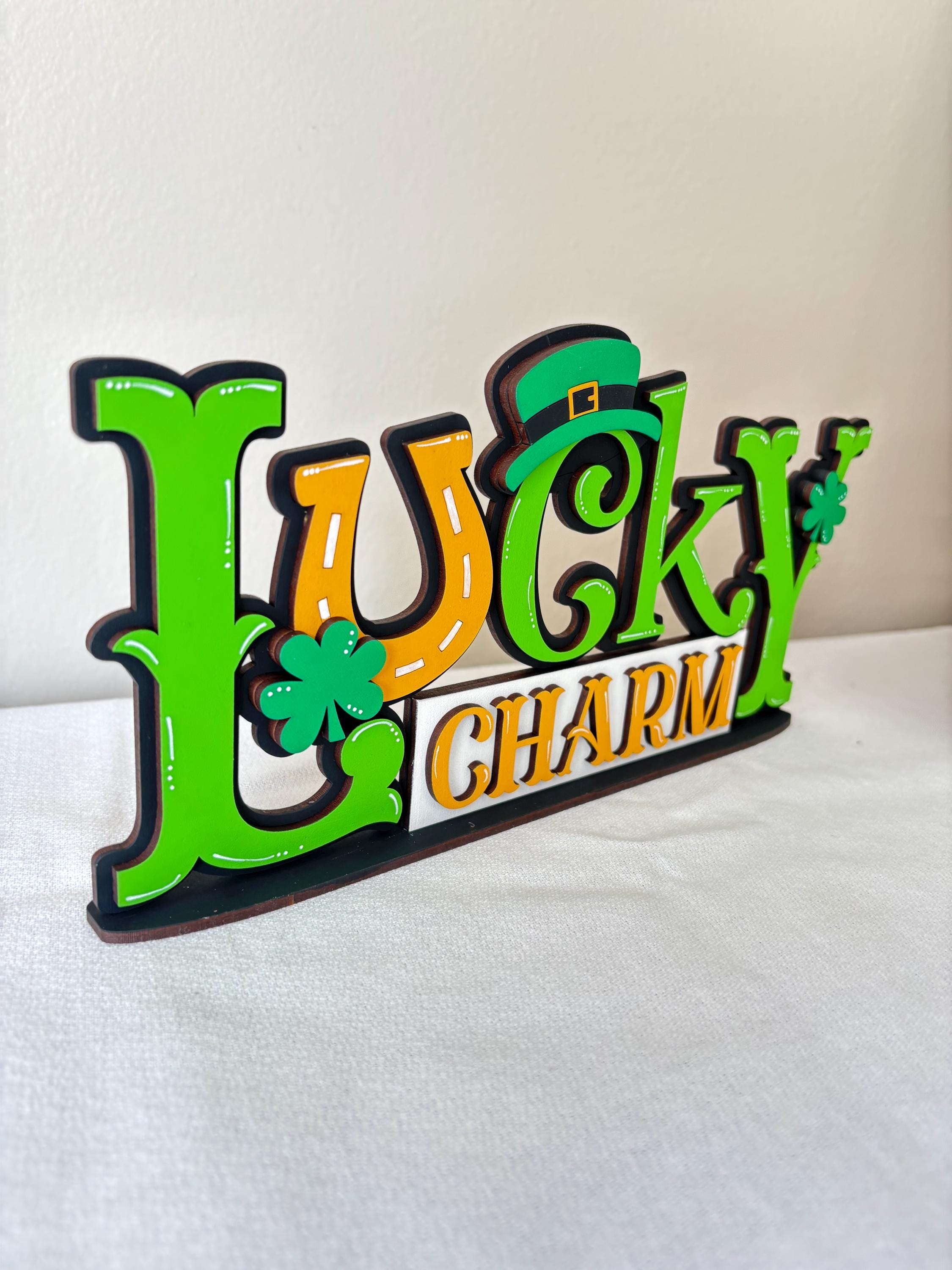 Lucky Charm St Patrick’s Day home decor word sign