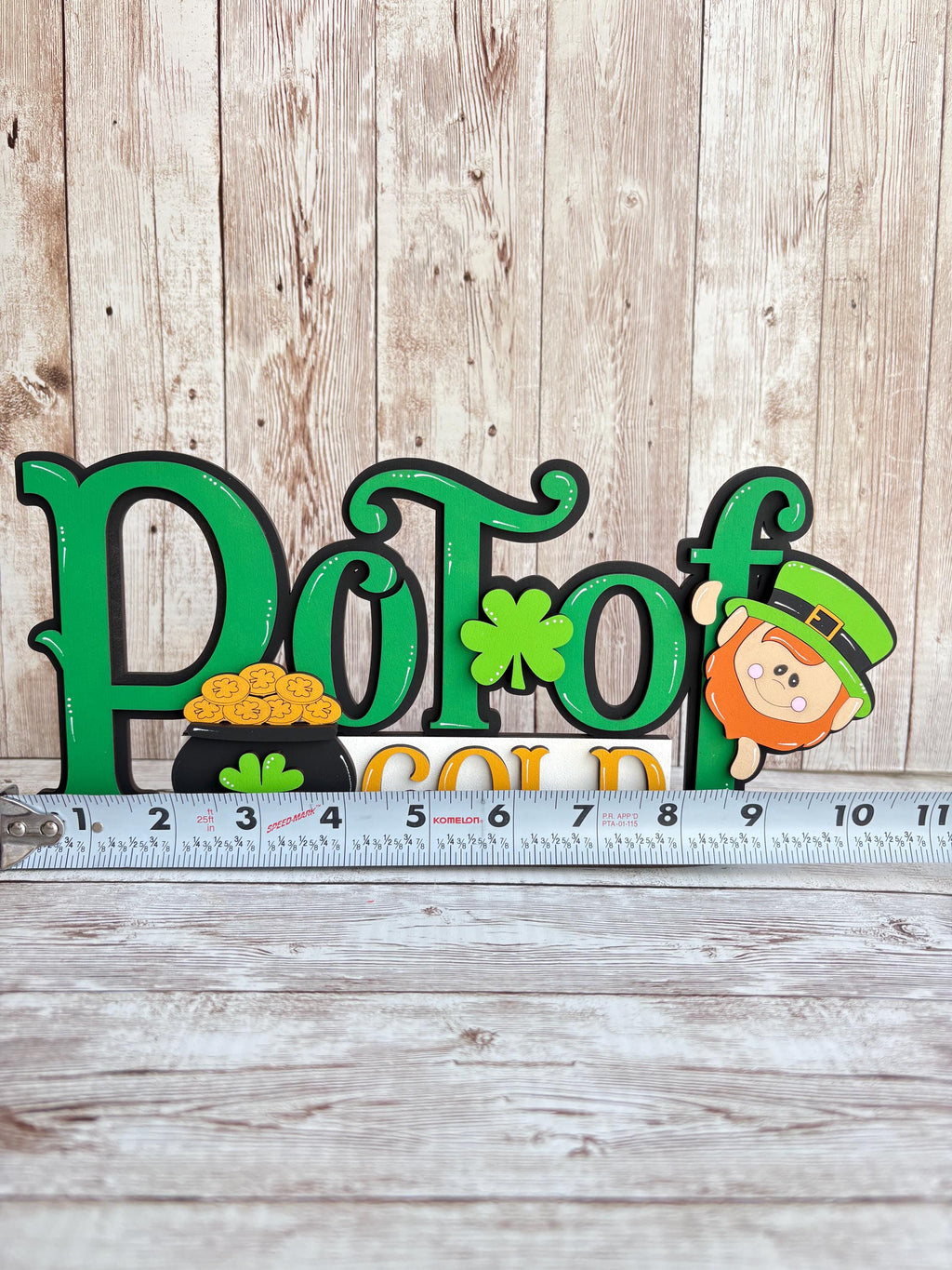 Pot of Gold Leprechaun St Patrick’s Day home decor word sign