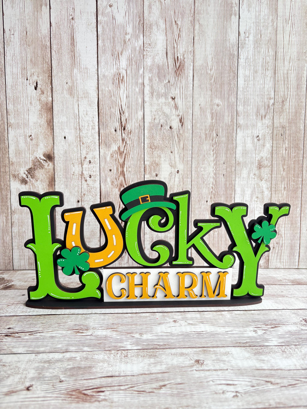 Lucky Charm St Patrick’s Day home decor word sign