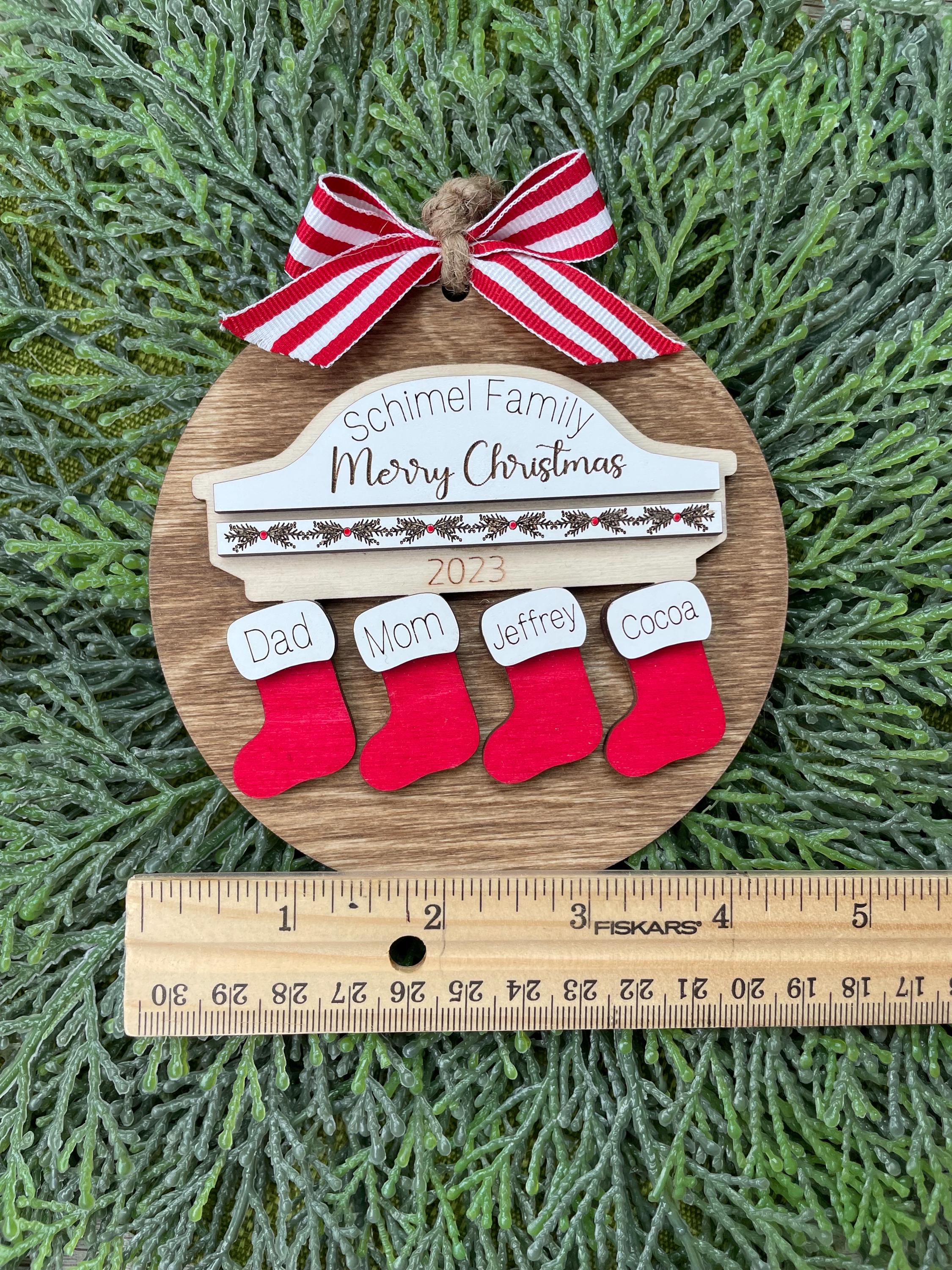 Family Stockings personalized customized names ornament keepsake memorabilia year new family member up to 8 names, pets name & paw print