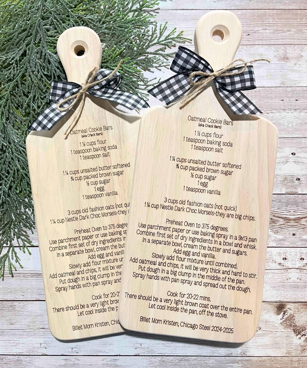 Recipe cutting board gift for wedding, family, billet, exchange student or friend. Savor your yummy food recipes forever saved on this board