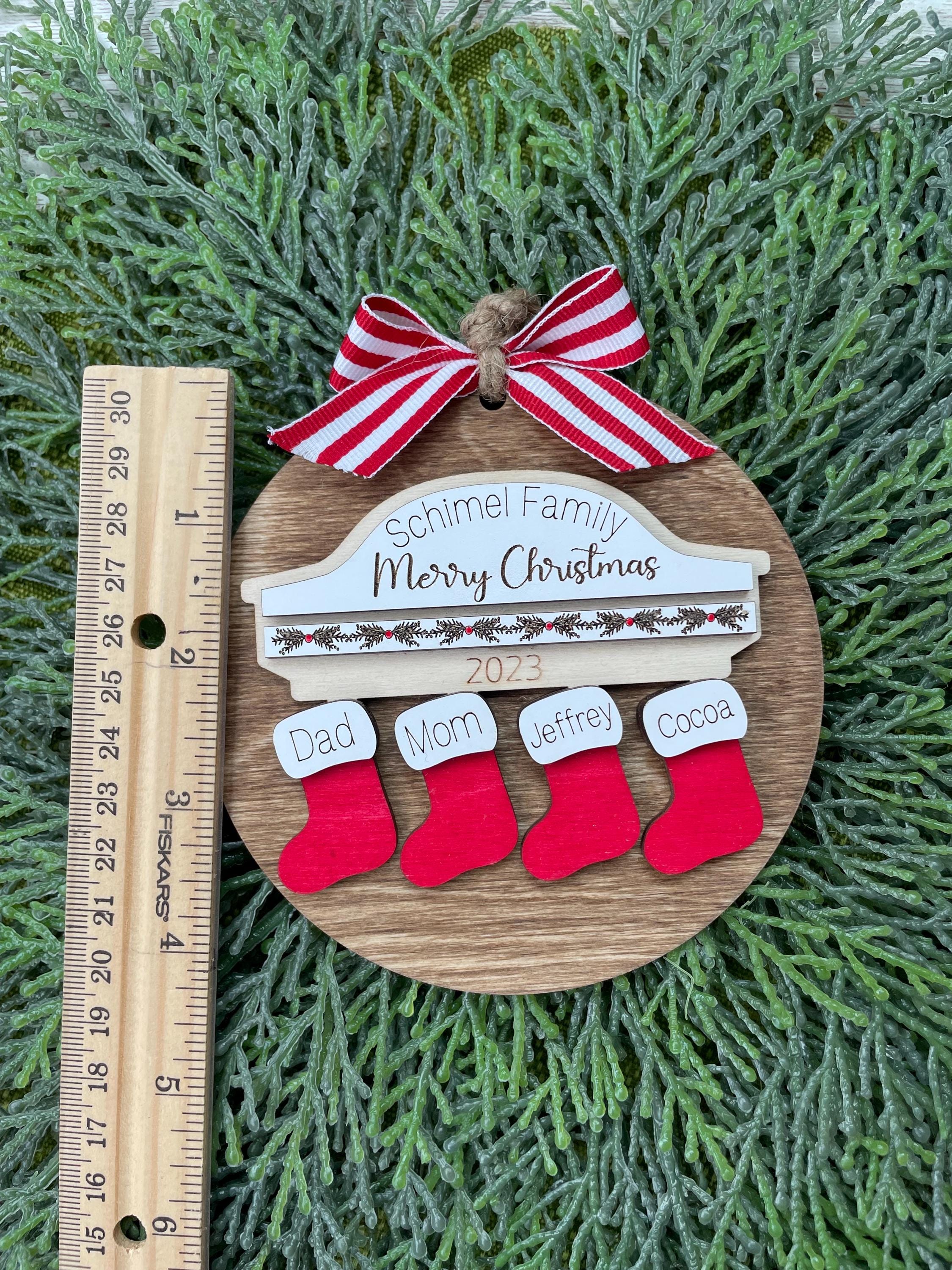 Family Stockings personalized customized names ornament keepsake memorabilia year new family member up to 8 names, pets name & paw print