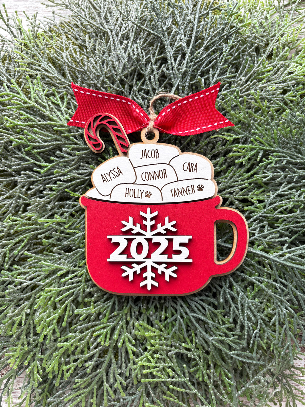 Ornament hot cocoa family personalized