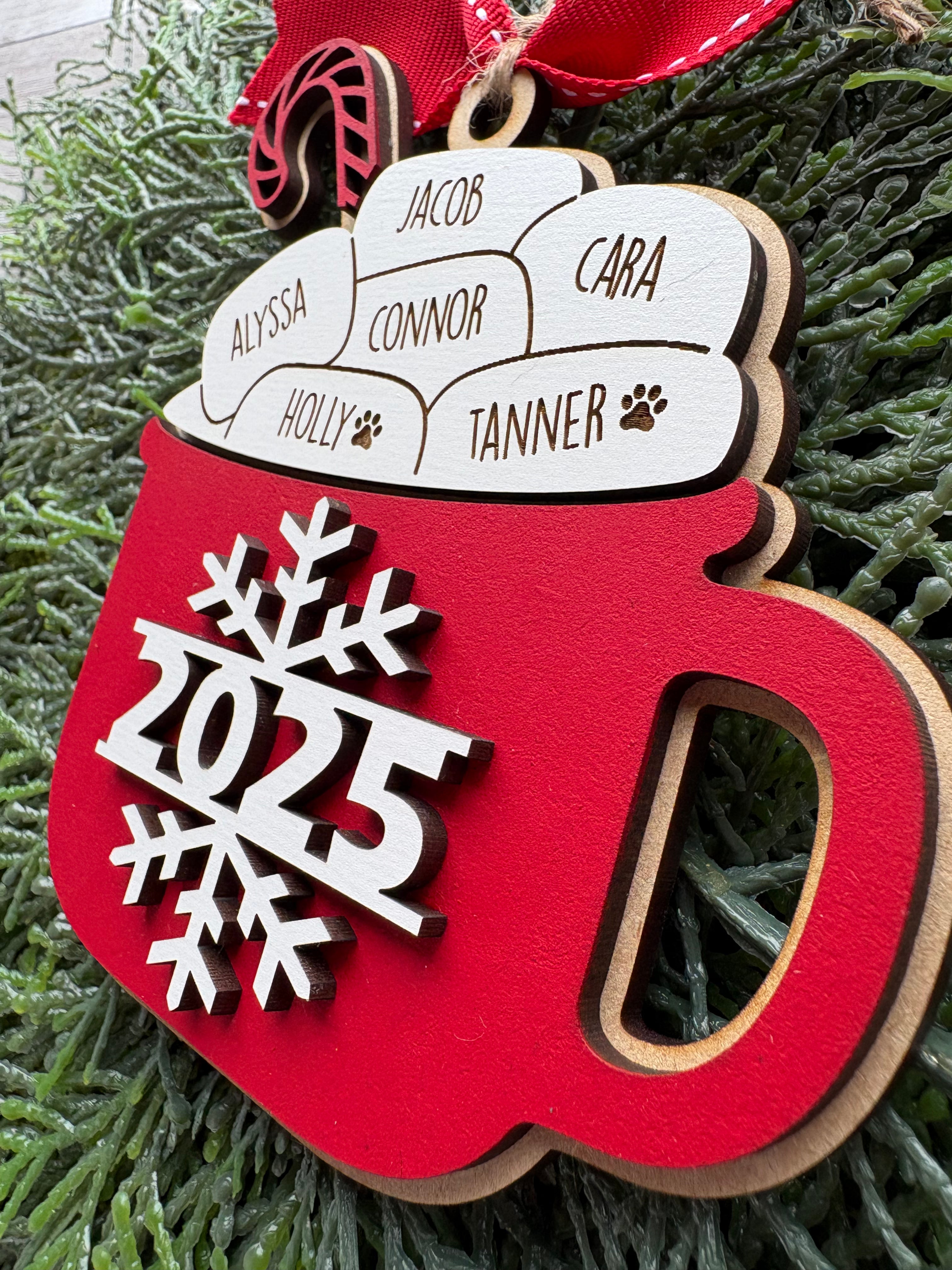 Ornament hot cocoa family personalized