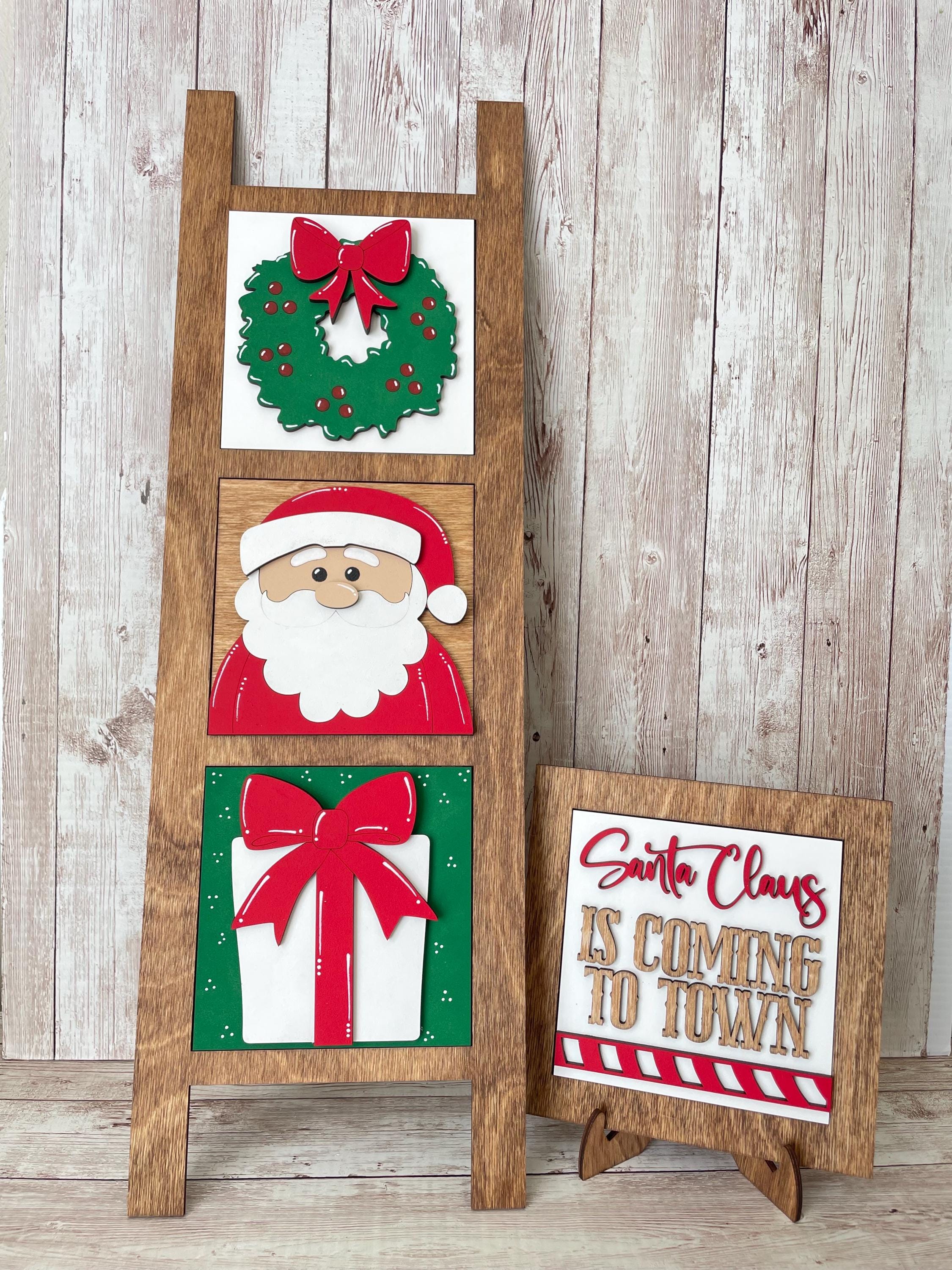 Christmas Santa Interchangeable sign ladder, inserts only, 3pk or 4pk
