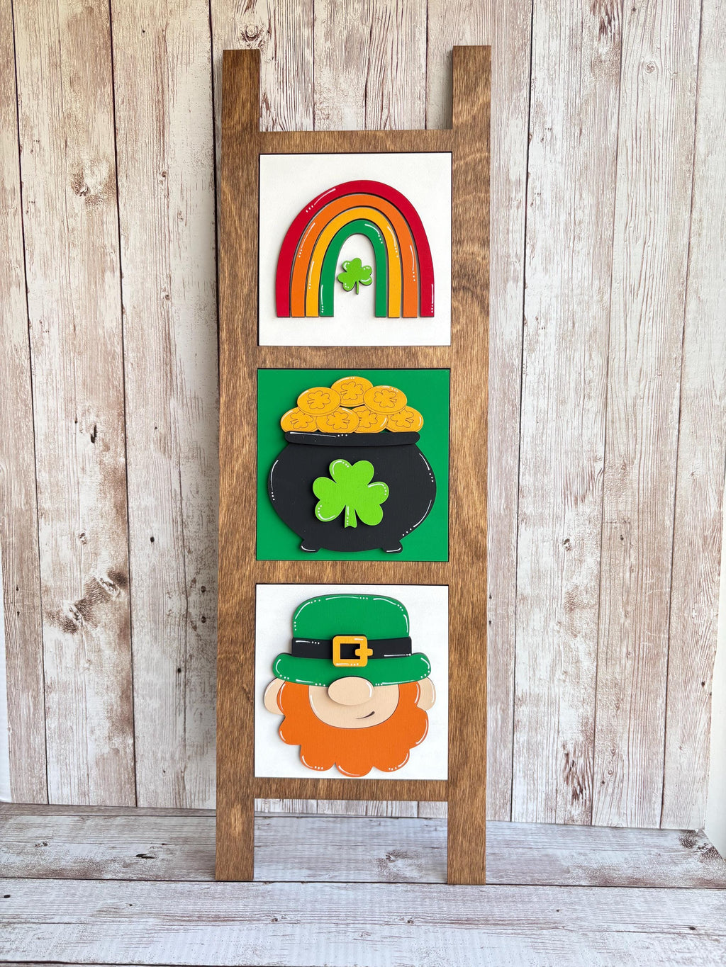 St Patrick Day leprechaun lucky clover Interchangeable sign ladder, inserts only, 3pk or 4pk