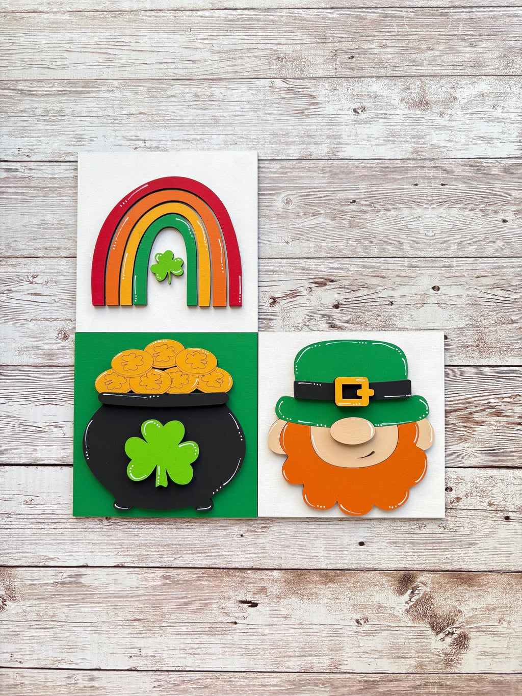 St Patrick Day leprechaun lucky clover Interchangeable sign ladder, inserts only, 3pk or 4pk