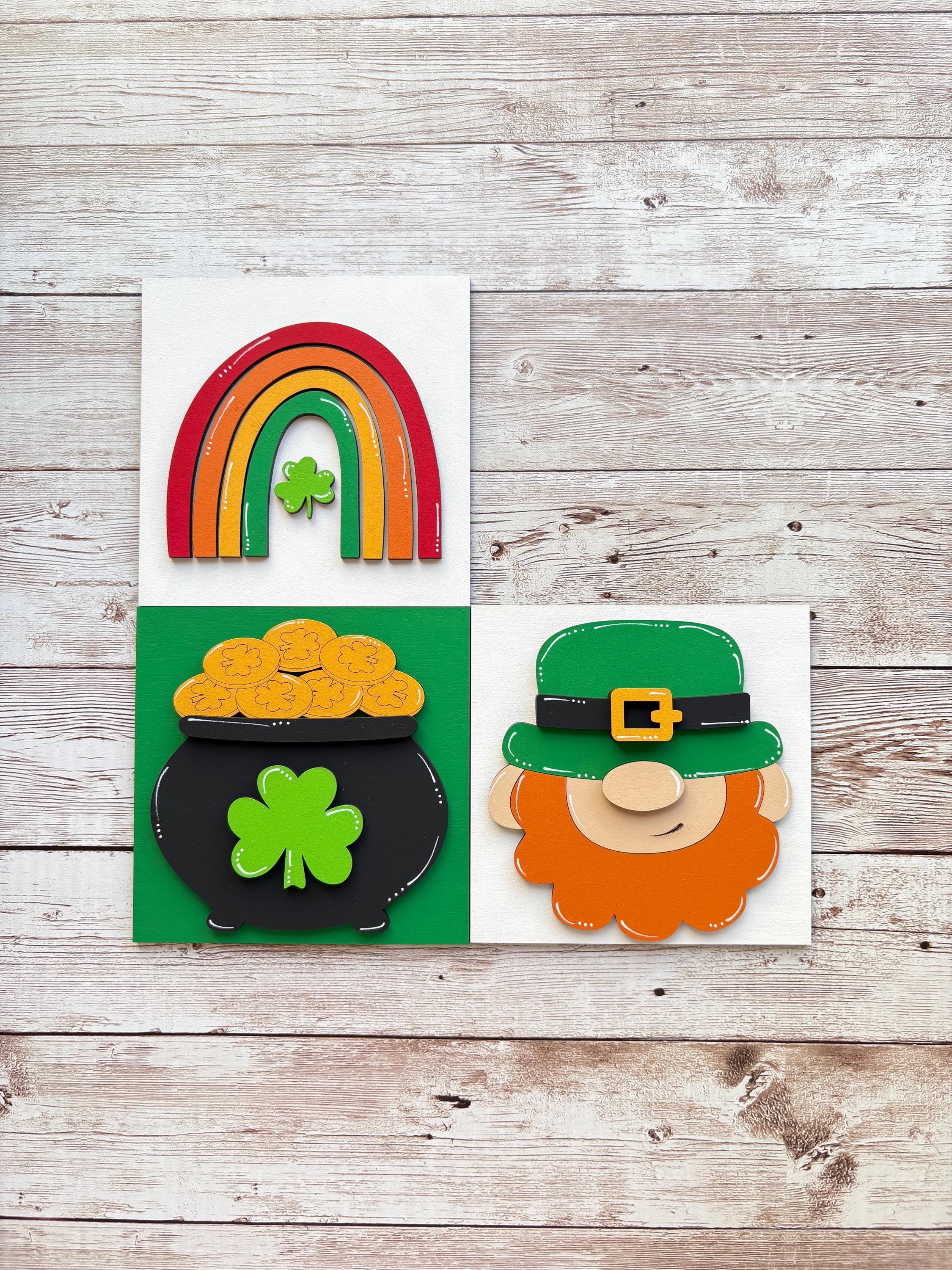 St Patrick Day leprechaun lucky clover Interchangeable sign ladder, inserts only, 3pk or 4pk