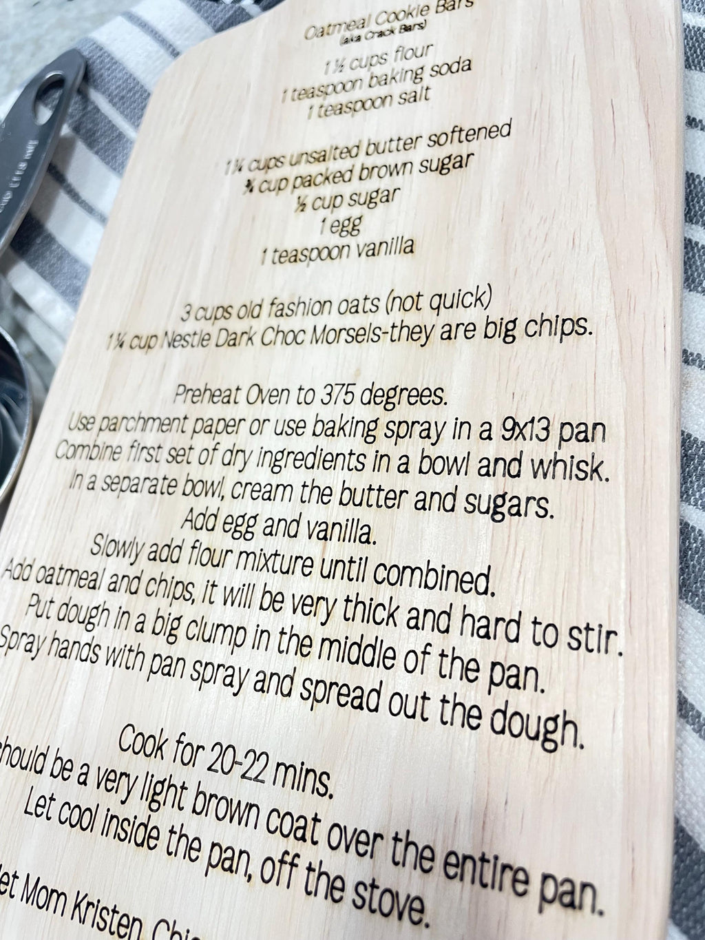 Recipe cutting board gift for wedding, family, billet, exchange student or friend. Savor your yummy food recipes forever saved on this board