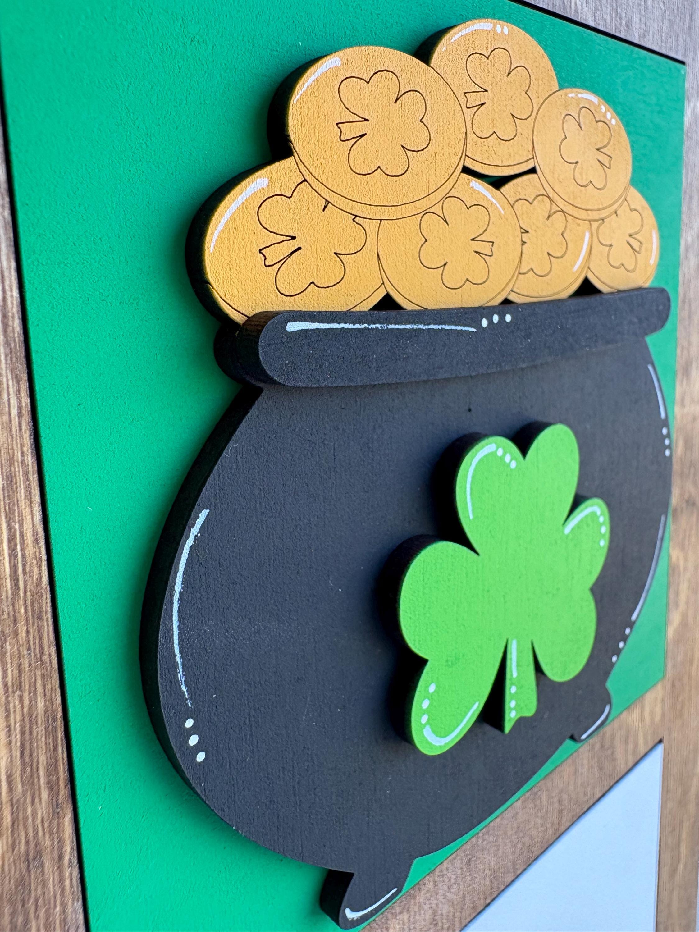 St Patrick Day leprechaun lucky clover Interchangeable sign ladder, inserts only, 3pk or 4pk