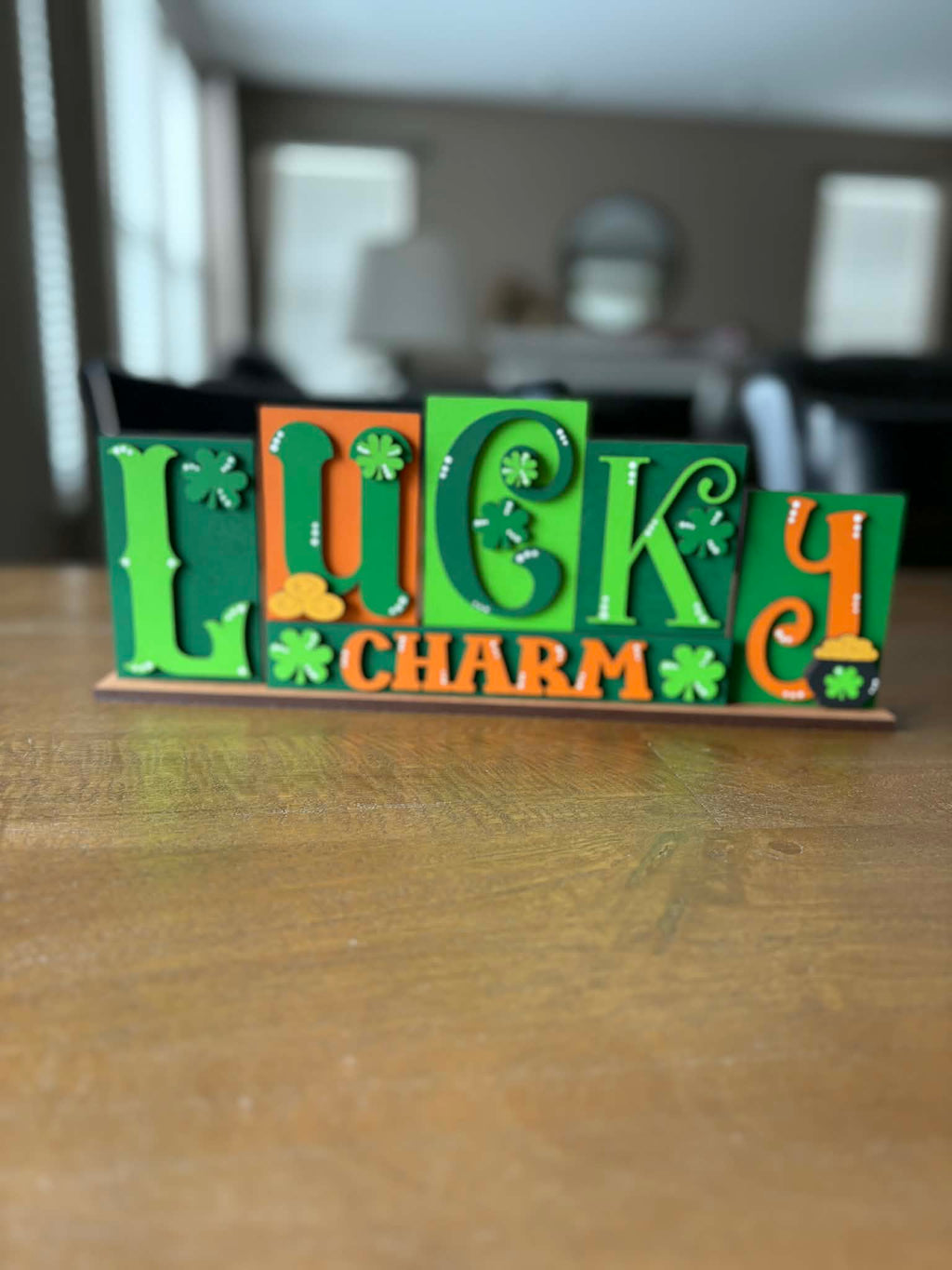 Be My Valentine and Lucky Charm Reversible Block sign