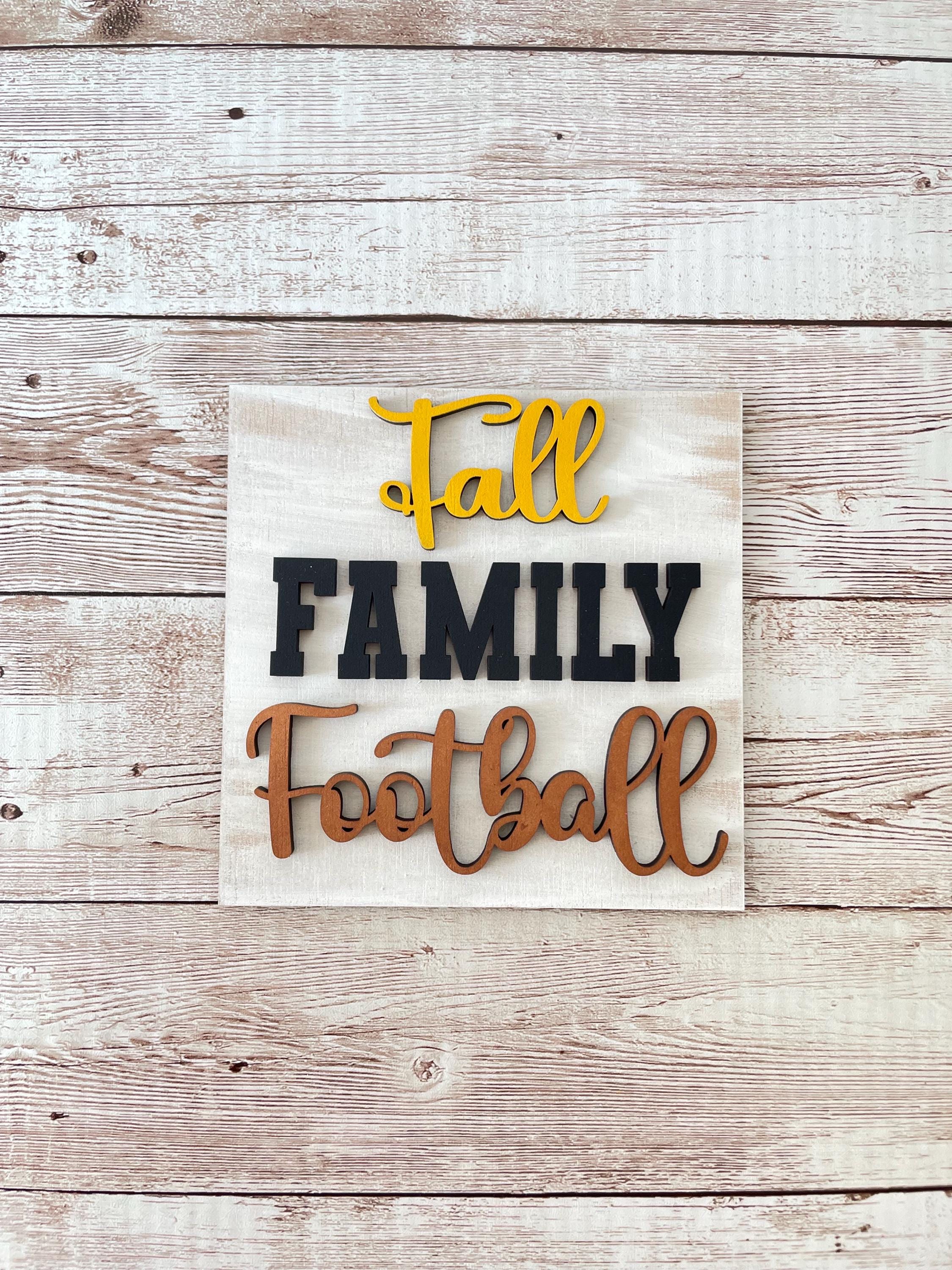Football Fall Interchangeable sign ladder, inserts only, 3pk or 4pk, high school college colors tiered tray decor