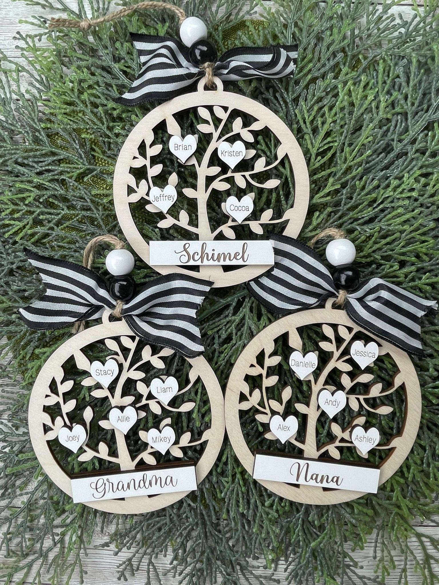 Family Tree personalized customized names ornament keepsake memorabilia year new family member up to 12 names