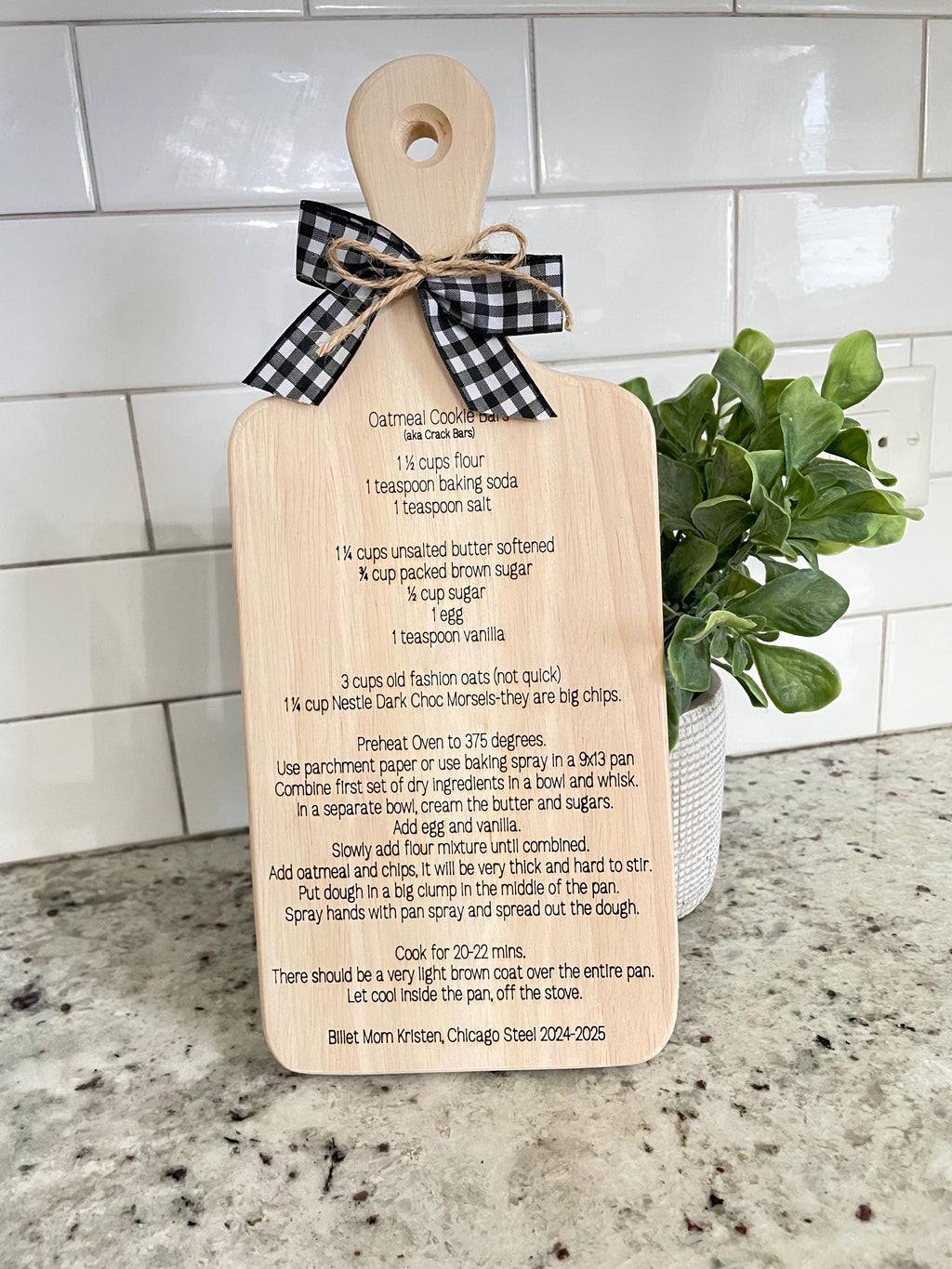 Recipe cutting board gift for wedding, family, billet, exchange student or friend. Savor your yummy food recipes forever saved on this board