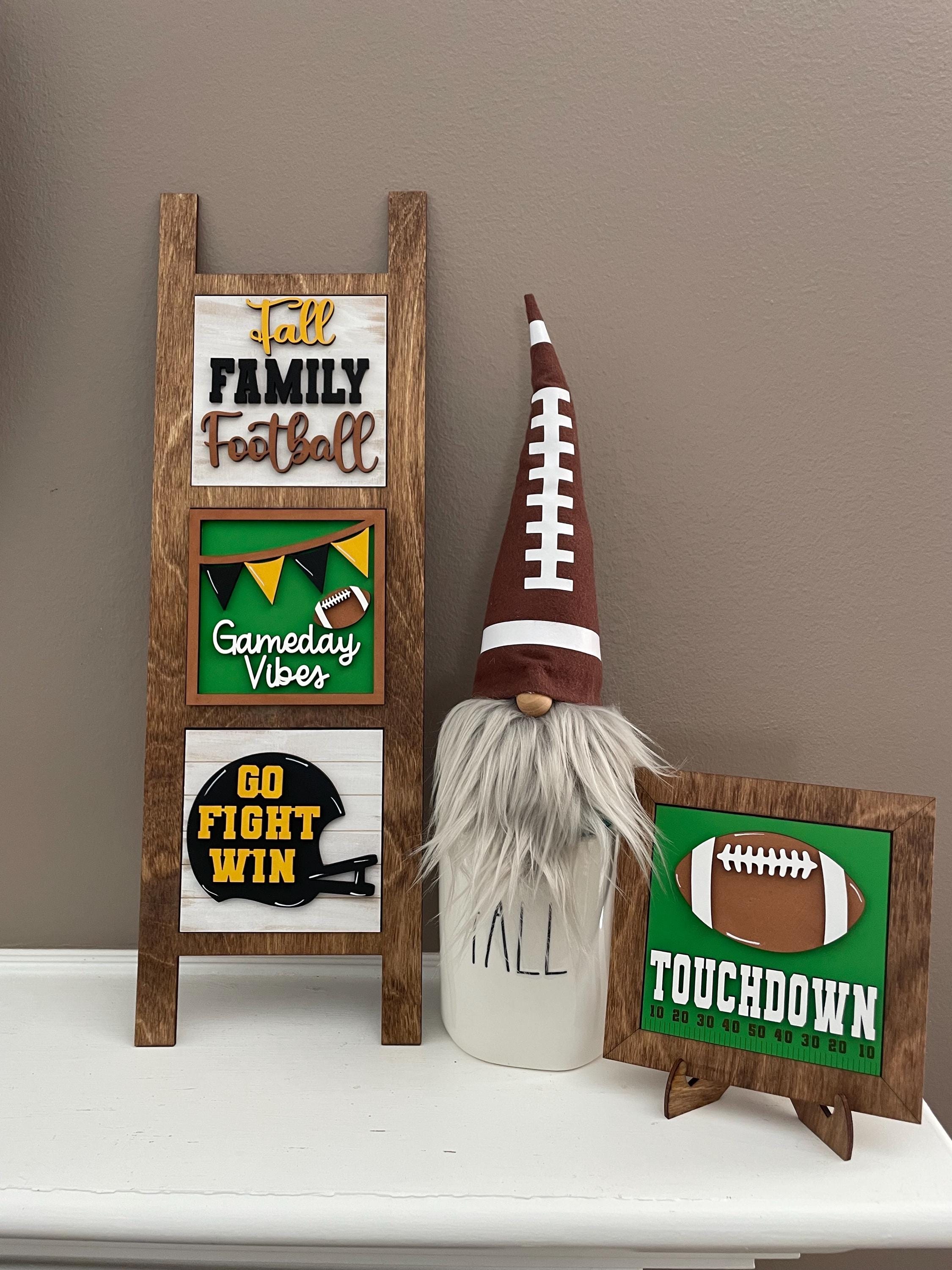 Football Fall Interchangeable sign ladder, inserts only, 3pk or 4pk, high school college colors tiered tray decor