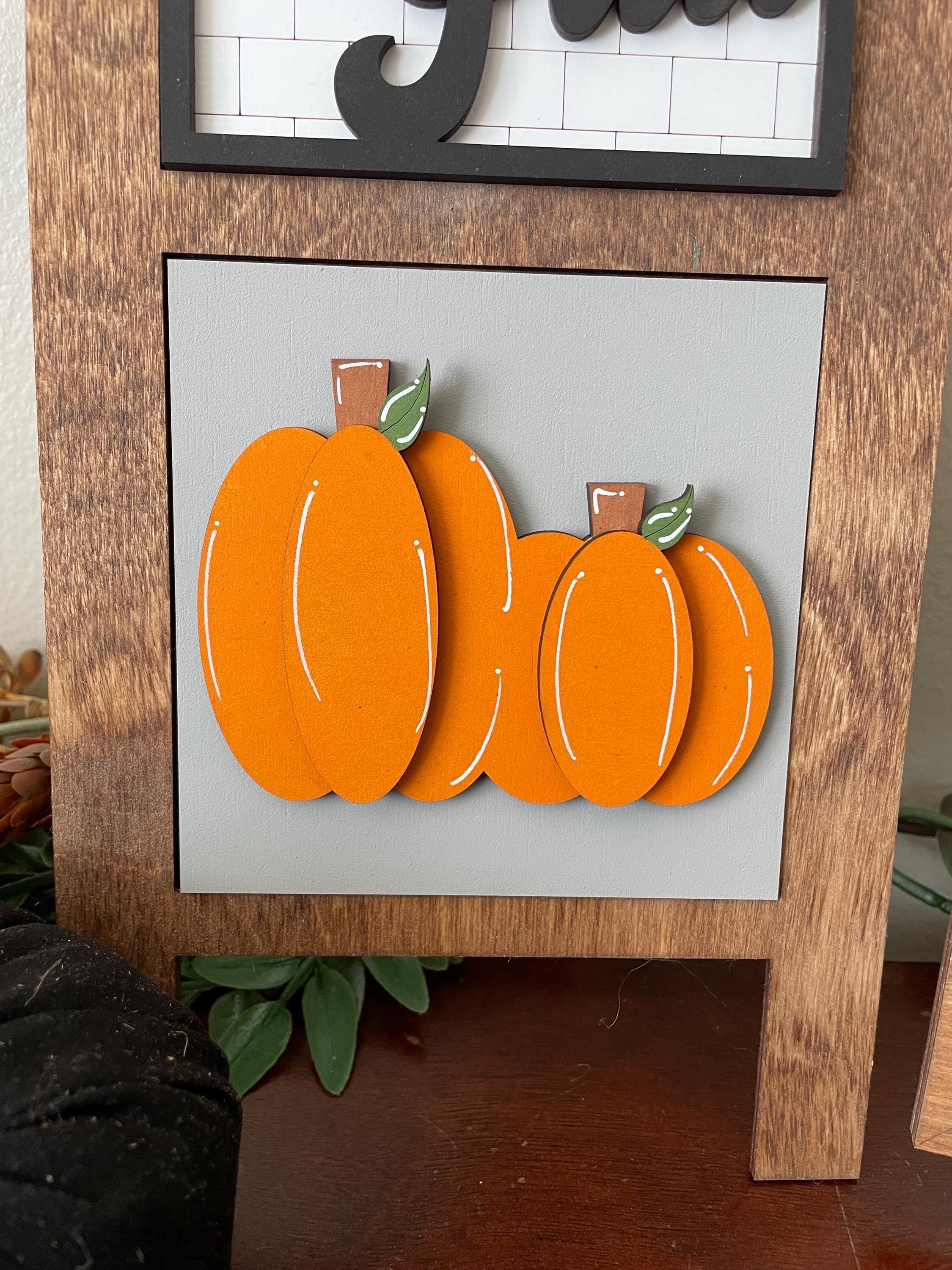 Hello Fall Interchangeable sign ladder, inserts only, 3pk or 4pk, pumpkin truck tiered tray decor