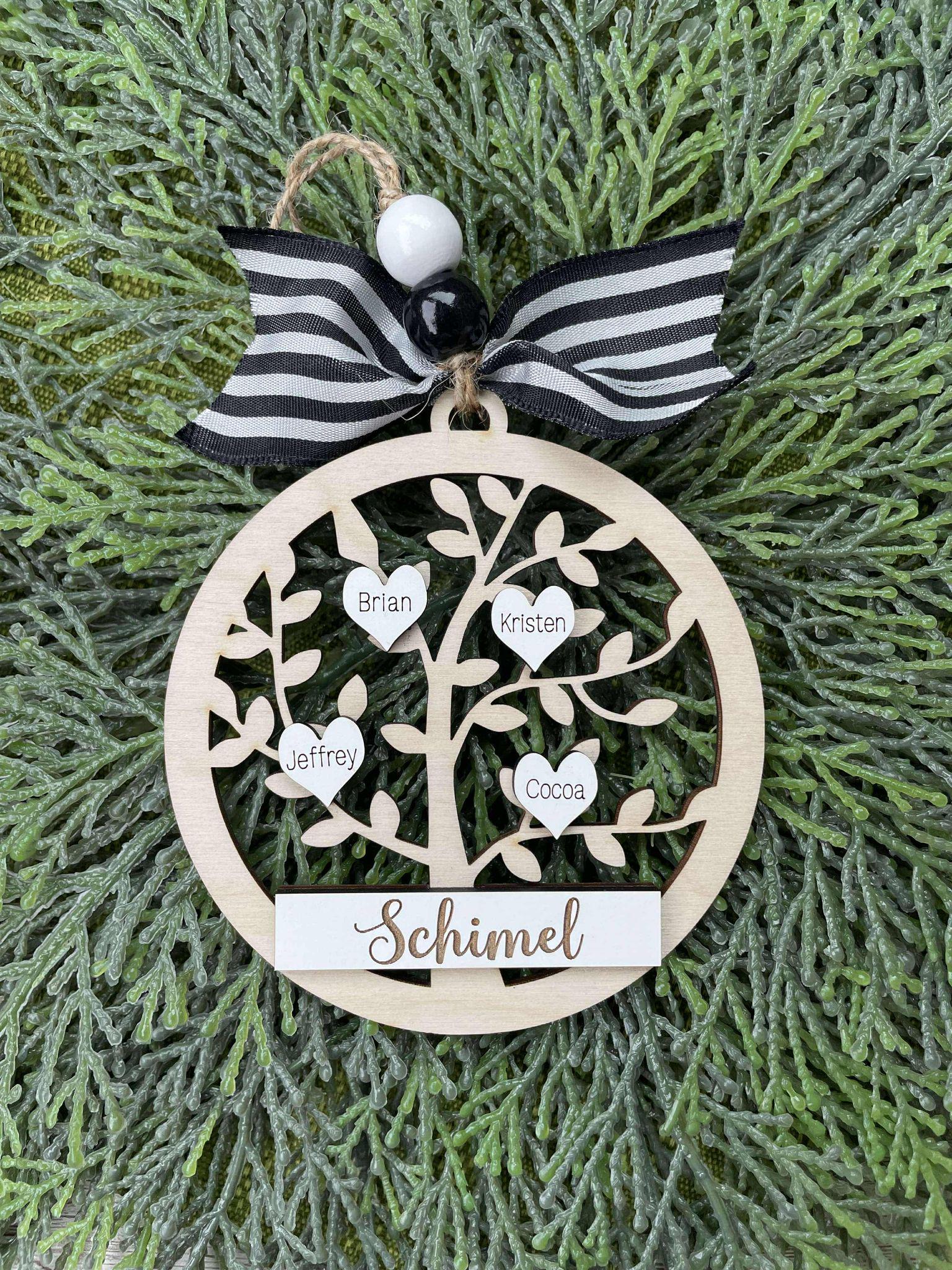 Family Tree personalized customized names ornament keepsake memorabilia year new family member up to 12 names